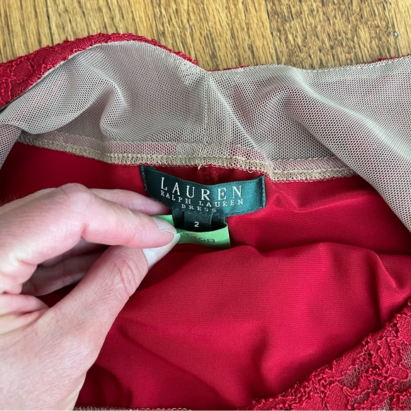 Ralph Lauren Red Lace Dress V Neck Back - Picture 13 of 15